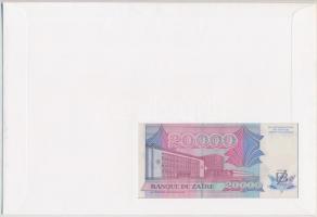 Zaire 1991. 20.000Z borítékban, alkalmi bélyeggel és bélyegzéssel T:I 
Zaire 1991. 20.000 Zaires in...