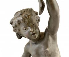 cca 1900 Ernest-Justin Ferrand után: La Forét. Puttós asztali lámpa (zsinór elvágva), spiáter márván...