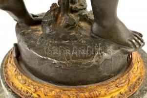 cca 1900 Ernest-Justin Ferrand után: La Forét. Puttós asztali lámpa (zsinór elvágva), spiáter márván...