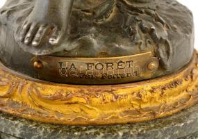 cca 1900 Ernest-Justin Ferrand után: La Forét. Puttós asztali lámpa (zsinór elvágva), spiáter márván...