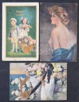 85 db régi üdvözlő, művészeti és motívum lap jobbakkal / 85 old greetings, art, tematic cards with b...