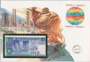 Szingapúr 1987. 1$ borítékban, alkalmi bélyeggel és bélyegzéssel T:I  Singapore 1987. 1 Dollar in envelope with stamps and cancellations C:UNC