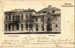 1900 Rimaszombat, Rimavská Sobota; Takarékpénztár, Városháza. Kiadja Lévai Izsó / savings bank, town hall (EK)