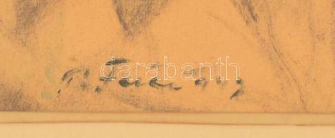 Feier Petru (1912-1986): Család. Pasztell, papír, jelzett, üvegezett keretben, 19,5×22,5 cm