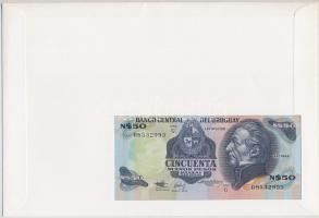 Uruguay 1989. 50P borítékban, alkalmi bélyeggel és bélyegzéssel T:I 
Uruguay 1989. 50 Pesos in enve...