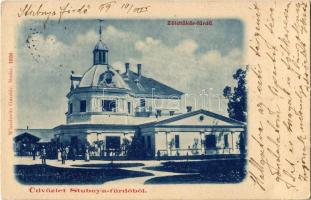 1899 Stubnyafürdő, Túróchévíz, Stubnianske Teplice, Turcianske Teplice; Zöld tükörfürdő. Kiadja Wlaszlovits Gusztáv 1026. / spa, bathing house