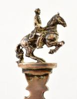 Ezüst(Ag) lovas kanál, jelzett, h: 7 cm, nettó: 47 g