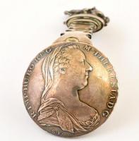 Ezüst(Ag) lovas kanál, jelzett, h: 7 cm, nettó: 47 g