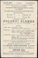 1902 Kamara hangverseny, Polonyi Elemér zongoraművész estjére szóló meghívó