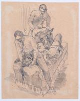 Jelzés nélkül: Különféle pornó-erotikus rajzok (51 db), nyomatok ( 2db), összesen: 53 db (főleg vázl...