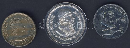 Hongkong 1970. 1$ T:2/3 + Mexikó 1966. 1P Ag T:2 + Szovjetunió 1991. 1R "Lebedev" T:2