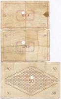 Pápa 1919. május 8. "Pápai csekk" 10K + 20K + 50K mind lyukasztással érvénytelenítve és ov...