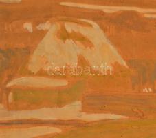 Jelzés nélkül: Téli táj. Vegyes technika, papír, foltos, üvegezett keretben, 40×60 cm