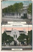 1915 Berettyóújfalu, M. kir. postahivatal, vasútállomás. Adler Béla kiadása, Art Nouveau (hiányos leporellolap / deficient leporellocard)