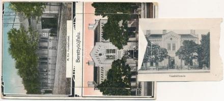 1915 Berettyóújfalu, M. kir. postahivatal, vasútállomás. Adler Béla kiadása, Art Nouveau (hiányos le...