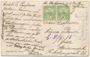 1915 Berettyóújfalu, M. kir. postahivatal, vasútállomás. Adler Béla kiadása, Art Nouveau (hiányos le...