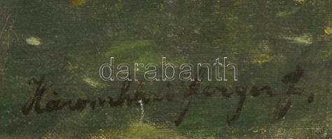 Háromházi Ferger Ferenc (1908-1983): Szigliget. Olaj, vászon, jelzett, foltos,50×60 cm