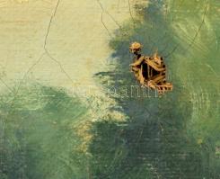 Háromházi Ferger Ferenc (1908-1983): Töltés. Olaj, vászon, jelzett, foltos, lyukas, 50×60 cm