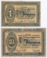 Boldogasszony / Hadifogolytábor 1916. május 1. 1K + 10K arab sorozat- és sorszámmal T:III-,IV 10K sz...