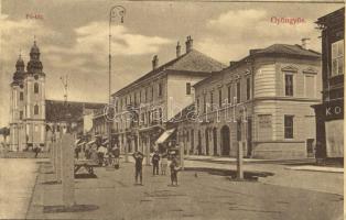 1916 Gyöngyös, Fő tér, Bruckner szállodája, piac, templom. Bucsánszky K. kiadása (EK)