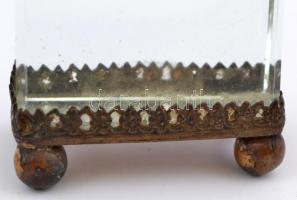 Női zsebóratartó, üveg +  fém, m: 7 cm