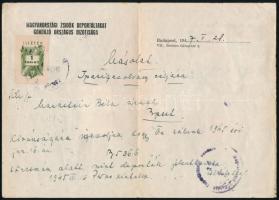 1947 a Magyarországi Zsidók Deportáltakat Gondozó Országos Bizottsága által kiállított igazolványmásolat iparigazolvány céljára, illetékbélyeggel