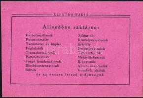 cca 1920 Árjegyzék rádiókészülékekről 16p