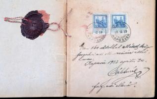 1922 Kaposvár, Adókönyv viaszpecséttel és illetékbélyegekkel