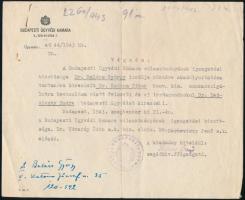 1943 a Budapesti Ügyvédi Kamara határozata munkaszolgálatra bevonult ügyvéd helyettesítéséről