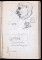 Z. Gács György (1914-1978):  Vázlatkönyv karikatúrákkal, vázlatokkal híres emberekről, jegyzetekkel ...