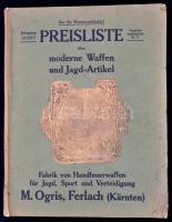 Preisliste über moderne Waffen und Jagd-Artikel. M. Origis, Kärnten. 177p. Kicsit szakadozott szélű papírborítóban / Slightly torn paper cover.