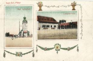 Sajószentpéter, Református templom, Lederer ház. Art Nouveau, floral (EB)