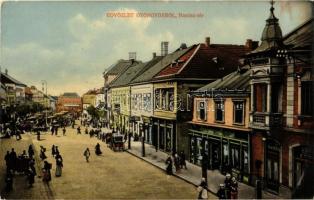 1914 Gyöngyös, Hanisz Imre tér, Pannonia kávéház és étterem, piaci árusok, üzletek