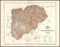 1894 Zólyom vármegye térképe, terv. Gönczy Pál, 1:350000, Bp., Posner Károly Lajos és fia, 24×30 cm