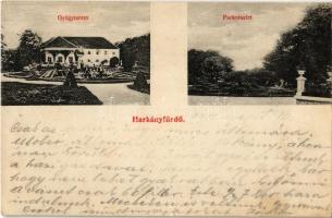 1911 Harkány, Harkányfürdő; Gyógyterem, park. Kiadja Feiler Mariska 770.