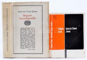 2 db könyv - Apáczai Csere János: Magyar Encyclopaedia. Bukarest, 1977, Kriterion. Egészvászon kötés, papír védőborítóval, jó állapotban + Fábián Ernő: Apáczai Csere János. Kolozsvár, 1975, Dacia Könyvkiadó. Kiadói papírkötés, kissé kopottas állapotban.