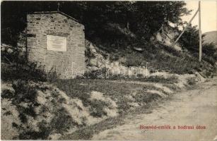 1909 Hodrusbánya, Banská Hodrusa (Hodrushámor, Hodrusa-Hámre); 1849-es Hodrusbányai csata honvéd emlékműve, emléktábla a hodrusi úton, Pusztelnik ezredes. Joerges 1908 / military monument (EK)