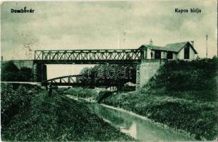1921 Dombóvár, Kapos hídja, kettős vasúti híd. Kiadja a Hangya Szövetkezet