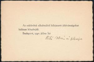 1940 Bp., Bibó István (1911-1979) aláírása köszönőkártyán