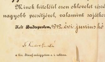 Vegyészmérnök diploma szépen megmaradt viaszpecséttel Rados Gusztáv és Daday Jenő akadémikusok aláír...