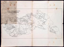 1940 Magyarország autóbuszhálózata, MÁVAUT-térkép, hátoldalon vasúti térképpel, 58×80 cm