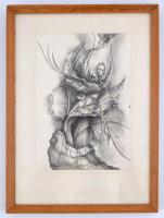 Barf jelzéssel: Kompozíció. Ofszet, papír. Jelzett. Üvegezett keretben, 30x20 cm