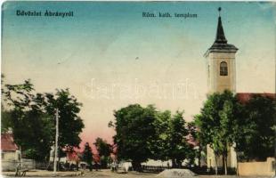 1914 Ábrány, Abranovce; utcakép, Római katolikus templom / street view with church (Rb)