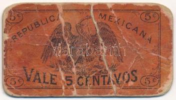 Mexikó ~1920. 5c szükségpénz T:III- Mexico ~1920. 5 Centavos necessity money C:VG