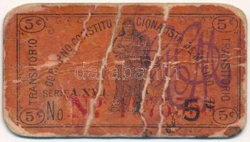 Mexikó ~1920. 5c szükségpénz T:III-
Mexico ~1920. 5 Centavos necessity money C:VG