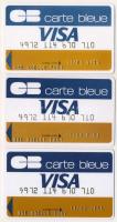 Franciaország 1981-1984. 3db Carte Bleue Visa kártya.  France 1981-1984. 3pcs of Carte Bleue Visa cards.