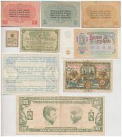 9db-os vegyes bankjegy és szükségpénz tétel T:III-IV ragasztott