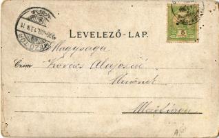 1906 Balaton, Halászat a Balatonon I. A halászok indulása, csónak "Kamor" felirattal (kopo...