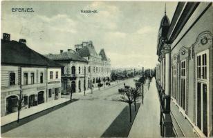 1911 Eperjes, Presov; Kassai út, üzletek. Divald Károly fia / street, shops (EK)