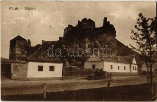 1918 Fülek, Filakovo; várrom, autó / castle ruins, automobile (EK)
